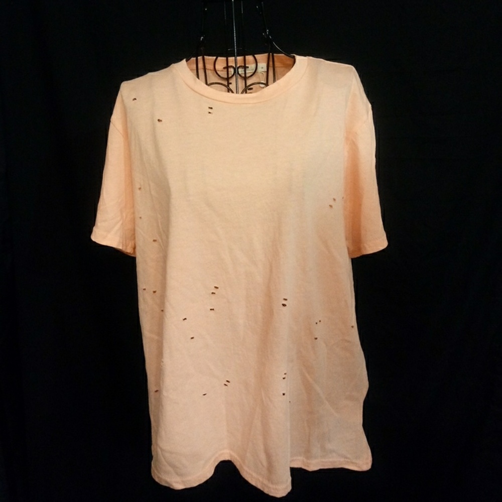 NWT Peach Destructed Crew Neck Tee